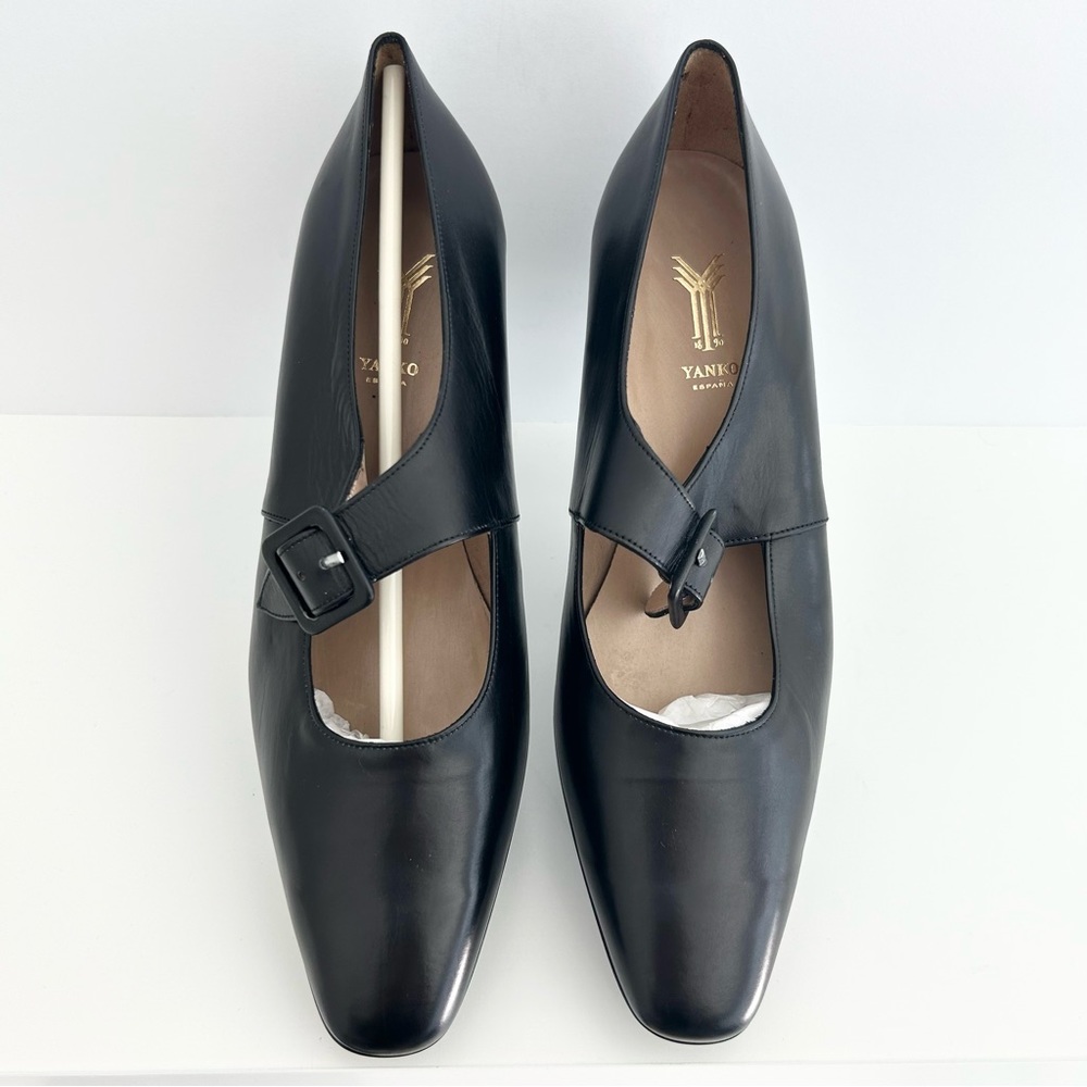 Vintage Ñora Yanko Heels, Made in Spain, Black with Buckle, Size 9.5, New